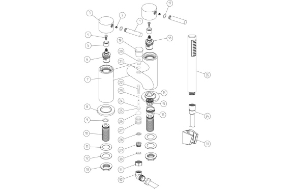 Pescara Bath/Shower Mixer & Bracket - Brushed Brass