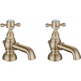 Tadlow Bath Pillar Taps - Brushed Brass