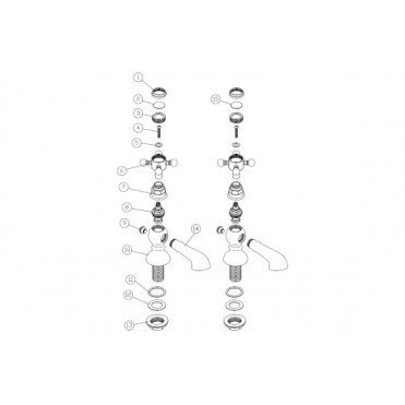 Tadlow Bath Pillar Taps - Brushed Brass