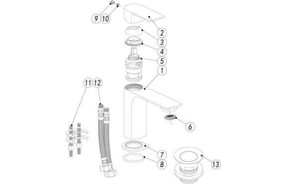 Bellona Basin Mixer & Waste - Matt Black