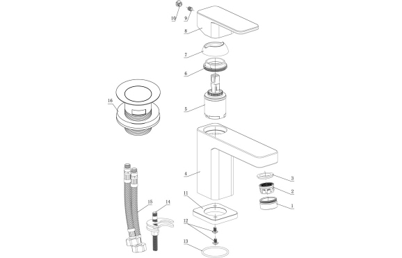 Adria Cloakroom Basin Mixer & Waste - Chrome
