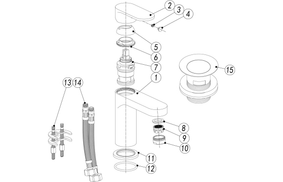 Santo Basin Mixer & Waste - Chrome