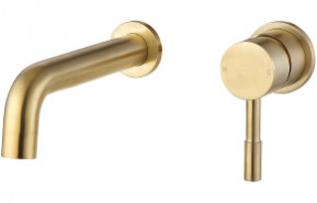 Pescara 155mm Wall Mounted Basin Mixer - Brushed Brass