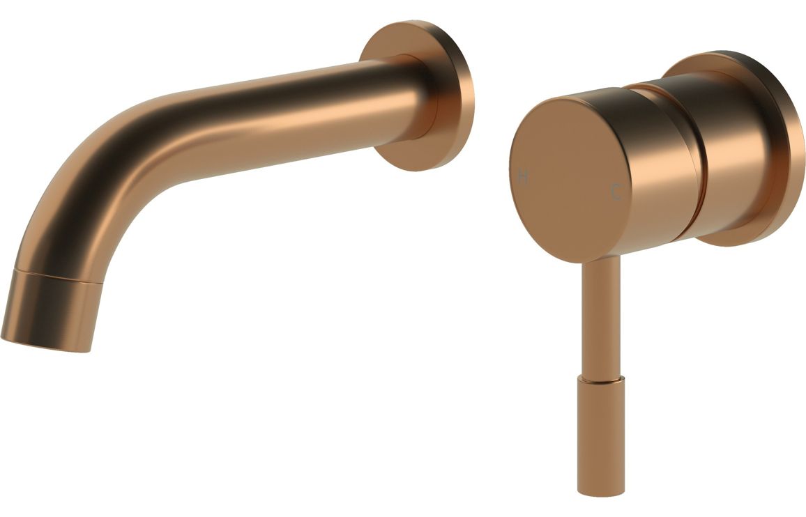 Pescara 155mm Wall Mounted Basin Mixer - Brushed Bronze