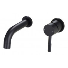 Pescara 155mm Wall Mounted Basin Mixer - Matt Black