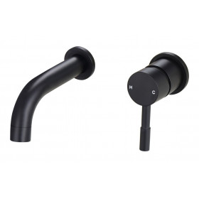 Pescara 155mm Wall Mounted Basin Mixer - Matt Black