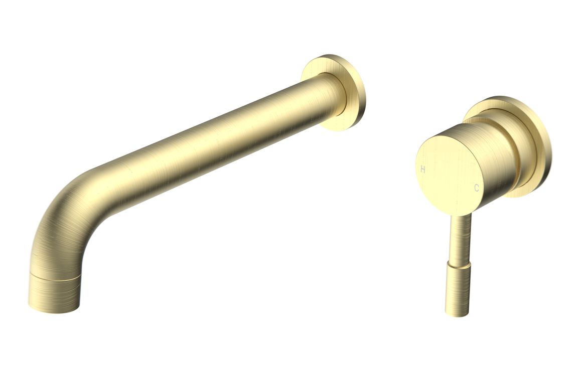 Pescara 220mm Wall Mounted Basin Mixer - Brushed Brass