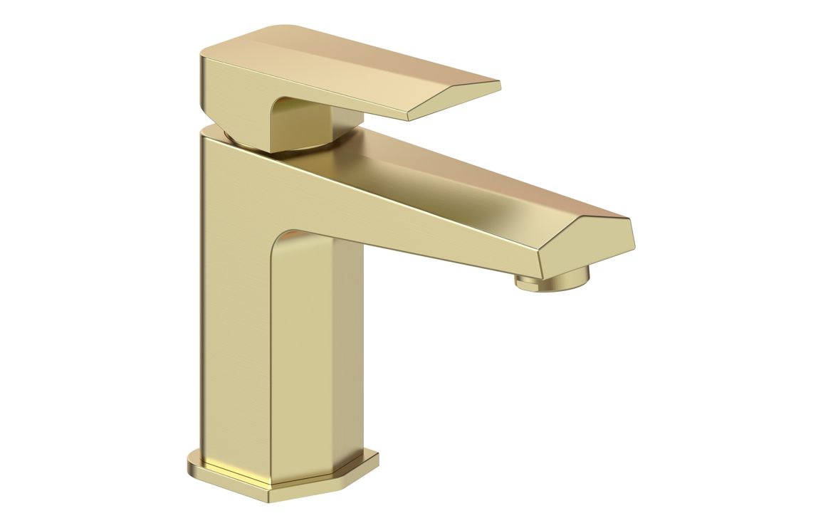 Roda Basin Mixer & Waste - Brushed Brass