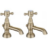 Tadlow Basin Pillar Taps - Brushed Brass