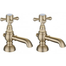 Tadlow Basin Pillar Taps - Brushed Brass