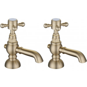 Tadlow Basin Pillar Taps - Brushed Brass