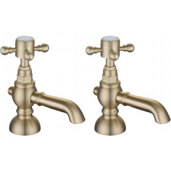 Tadlow Basin Pillar Taps - Brushed Brass Tadlow Basin Pillar Taps - Brushed Brass
