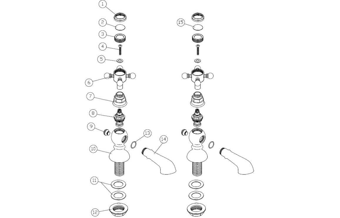 Tadlow Basin Pillar Taps - Brushed Brass