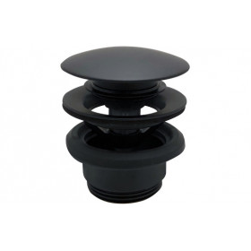 Vema Unslotted Push Button Waste - Matt Black