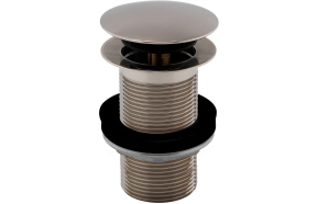 Vema Unslotted Push Button Waste - Stainless Steel