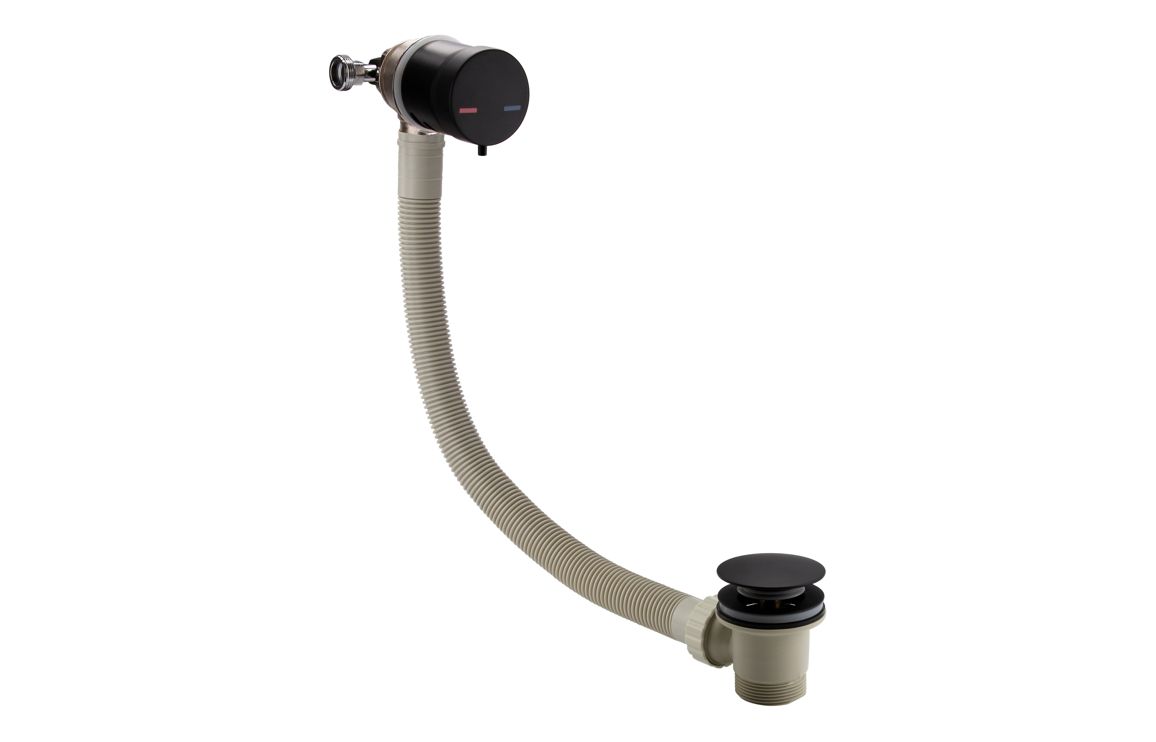 Bath Overflow Filler w/Integrated Valve - Black Bath Overflow Filler w/Integrated Valve - Black