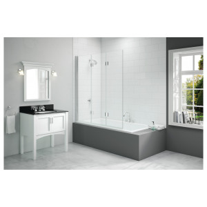 Merlyn 1400x1500mm 3-Panel Folding Hinged Bath Screen (8mm)