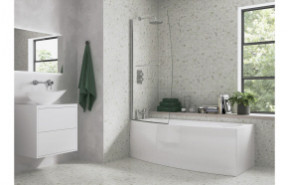 900x1500mm Space Saver Bath Screen (6mm) - Chrome