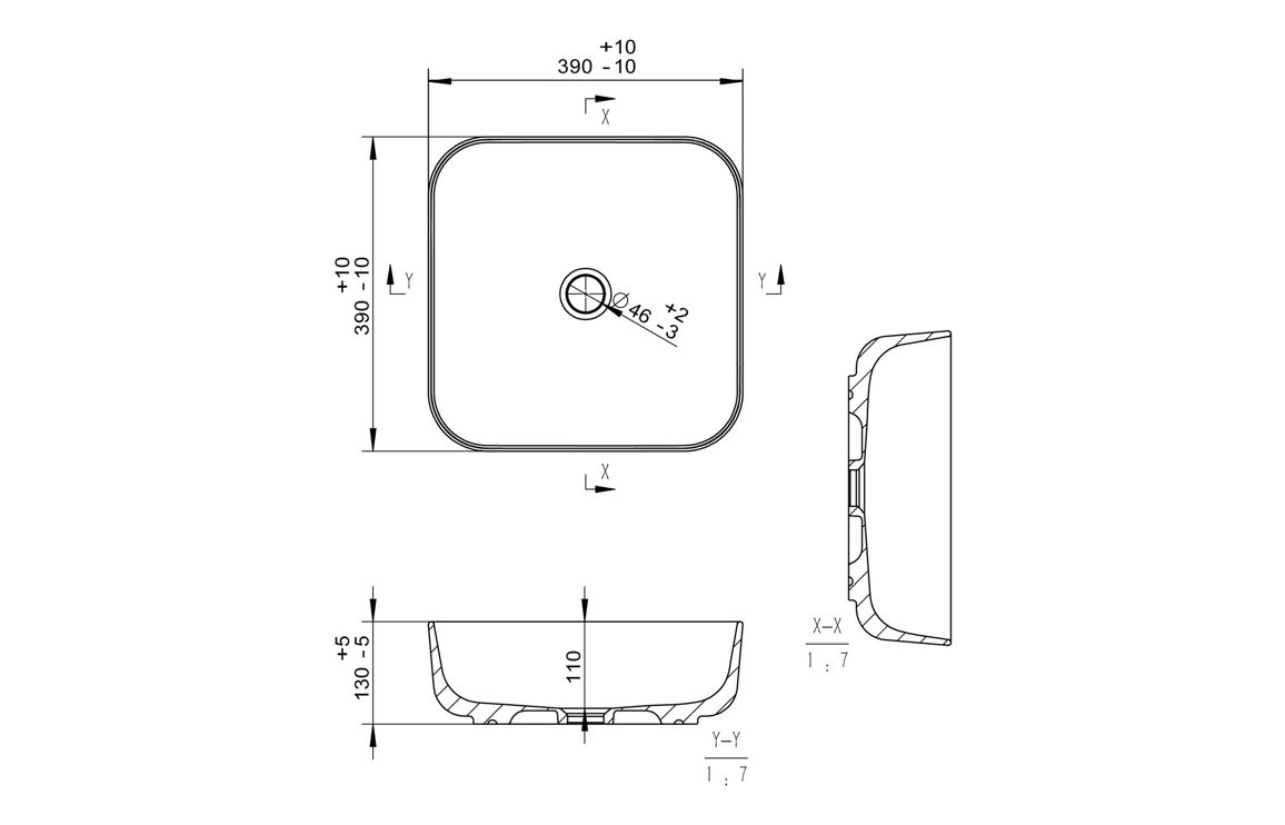 Luxey 400mm Ceramic Square Washbowl & Waste - Matt White