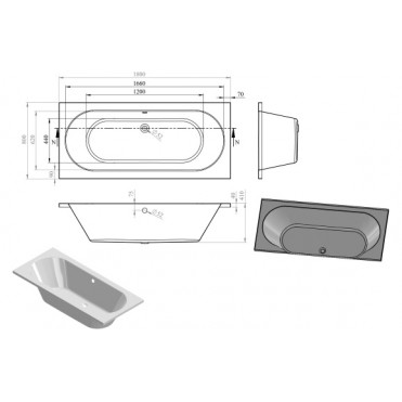 Miami Round Double End SUPERCAST 1800x800x550mm 0TH Bath w/Legs Miami Round Double End SUPERCAST 1800x800x550mm 0TH Bath w/Legs