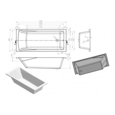 Miami Round Single End 1800x800x550mm 0TH Bath w/Legs