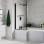 815x1500mm L Shape Bath Screen (6mm) - Matt Black