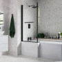 Navarre L Shape 1700x850x560mm 0TH Shower Bath Pack (LH) - Matt Black
