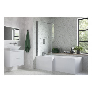 Navarre L Shape 1700x850x560mm 0TH Shower Bath Pack (LH) - Chrome
