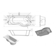 Ora P Shape 1700x850x560mm 0TH Shower Bath Pack (RH) Ora P Shape 1700x850x560mm 0TH Shower Bath Pack (RH)