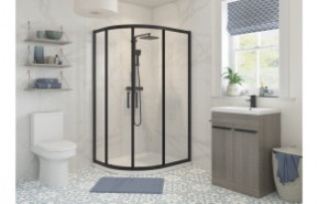 Classix 1000x800mm 2 Door Offset Quadrant - Matt Black