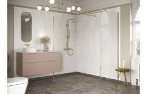 Iconix 500mm Wetroom Side Panel & Arm - Brushed Brass
