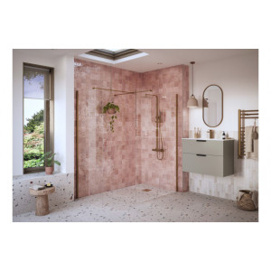 Iconix 900mm Wetroom Side Panel & Arm - Brushed Bronze