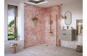 Iconix 1000mm Wetroom Panel & Support Bar - Brushed Bronze