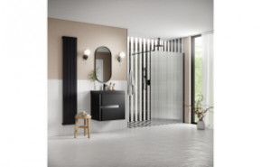 Iconix 1000mm Fluted Wetroom Panel & Support Arm - Black