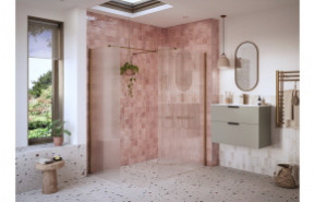 Iconix 800mm Fluted Wetroom Panel & Side Panel Arm - Brushed Bronze