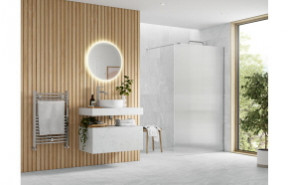 Iconix 1000mm Fluted Wetroom Panel & Support Bar - Chrome