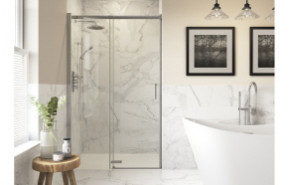 Iconix 1000mm Semi-Framed Sliding Door - Chrome