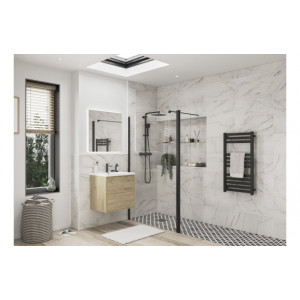 Iconix Optional 1950x300x8mm Rotatable Wetroom Panel (Full Hinge) - Matt Black