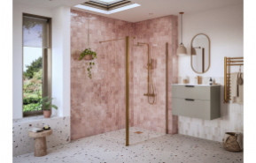 Iconix Optional 1950x300x8mm Rotatable Wetroom Panel (Full Hinge) - Brushed Bronze