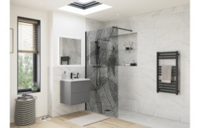 Iconix 1200mm Leaf Design Wetroom Panel - Black