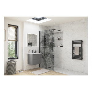 Iconix 1200mm Leaf Design Wetroom Panel - Black