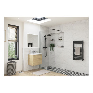 Iconix 900mm Wetroom Panel & Support Bar - Black