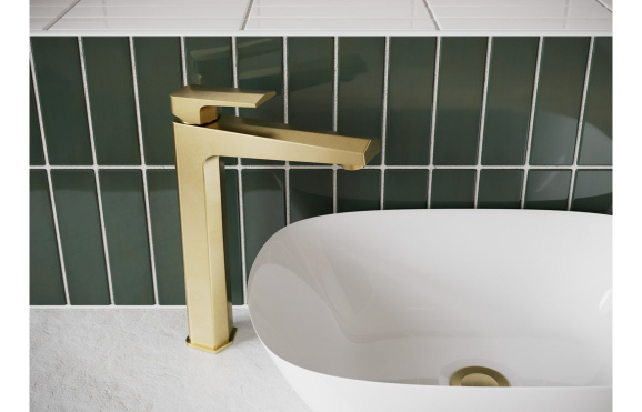Roda Basin Mixer & Waste - Brushed Brass