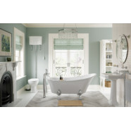 Sherbourne Low Level WC & Satin White Wood Effect Seat w/Br.Brass Finishes Sherbourne Low Level WC & Satin White Wood Effect Seat w/Br.Brass Finishes