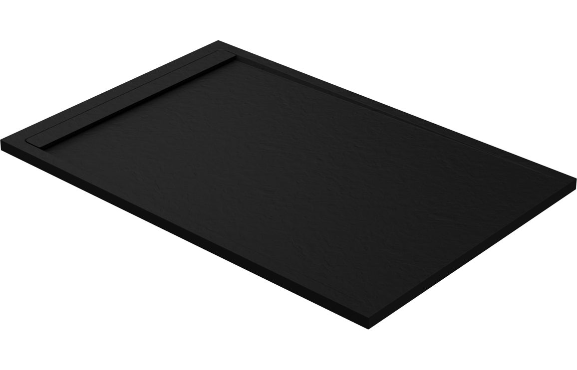30mm Slate 1600x800mm Rectangular Tray & Waste - Black