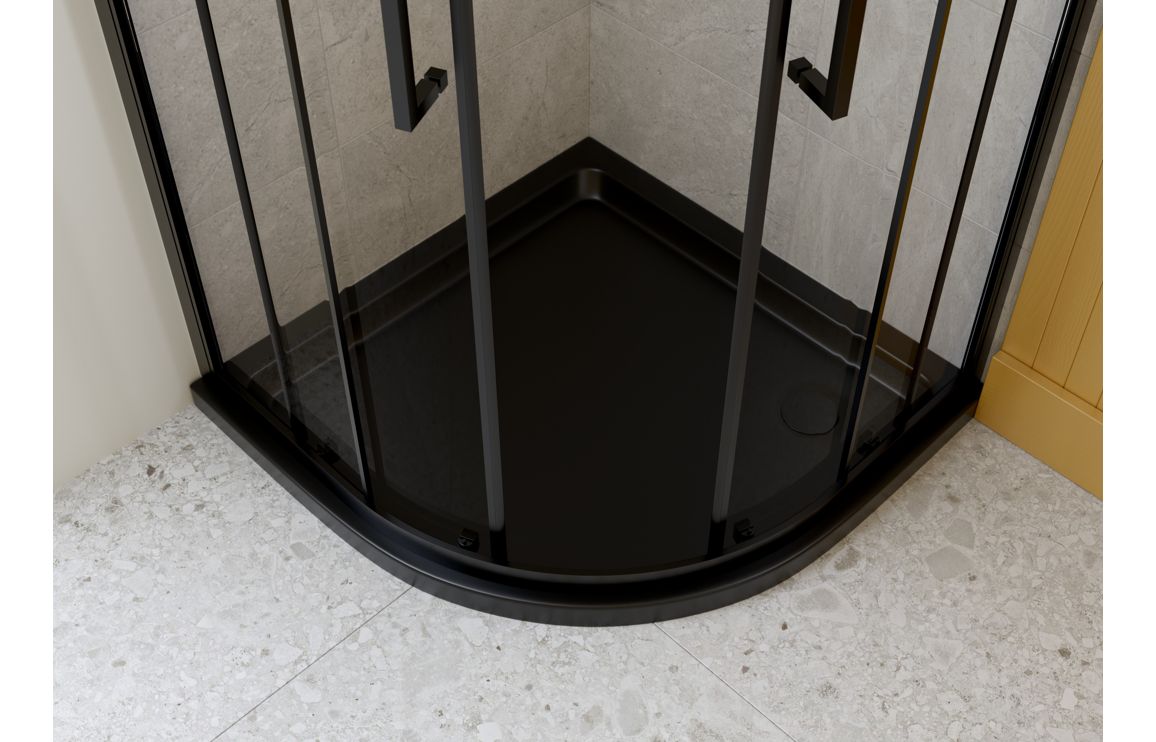 40mm Low Profile 800mm Quadrant Tray & Waste - Matt Black 40mm Low Profile 800mm Quadrant Tray & Waste - Matt Black