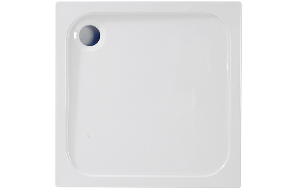 45mm Low Profile 760x760mm Square Tray & Waste - White