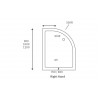 45mm Low Profile 1200x800mm Offset Quadrant Tray & Waste (RH) - White