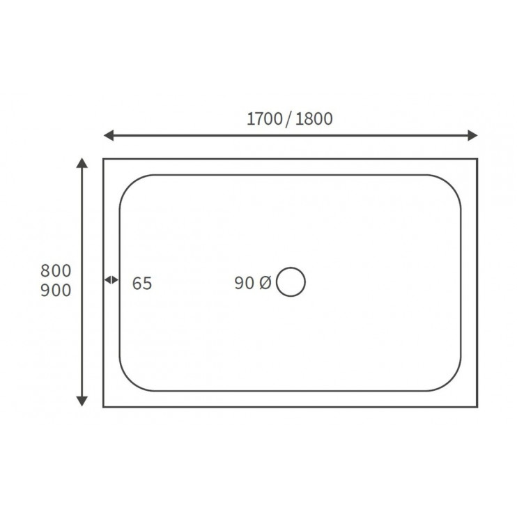 45mm Low Profile 1700x900mm Rectangular Tray & Waste - White