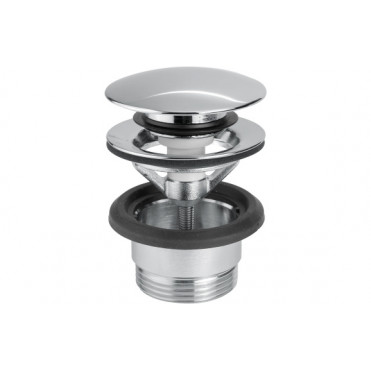 Vema Unslotted Push Button Waste - Chrome